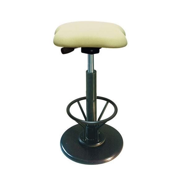 モダン スツール/丸椅子 〔フットレスト付き アイボリー×ブラック〕 幅33cm 日本製 業務用 ま...