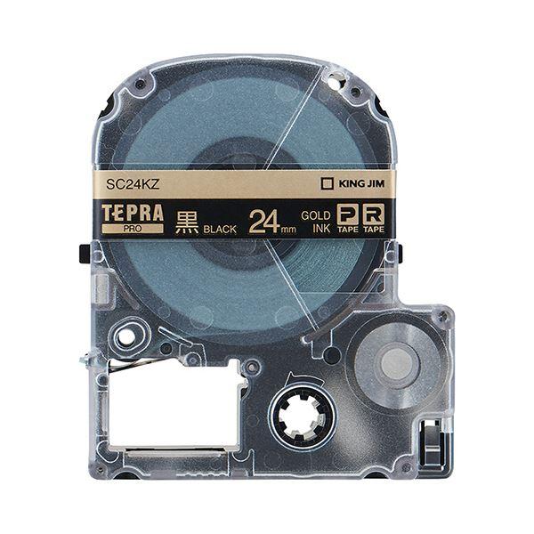 (まとめ) キングジム テプラ PRO テープカートリッジ パステル 24mm 黒/金文字 SC24...