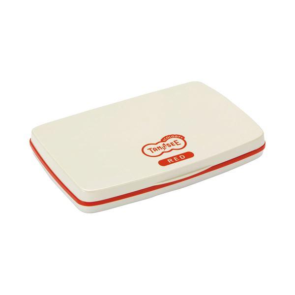 (まとめ) TANOSEE スタンプ台 中形 赤 1個 〔×10セット〕 業務用 まとめ買い