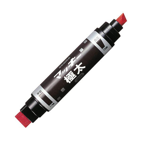 (まとめ) ゼブラ 油性マーカー マッキー極太 角芯太字+平芯極太 赤 MC-EB-450-R 1本...