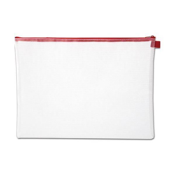 (まとめ) TANOSEE メッシュケース B4タテ305×ヨコ410mm 赤 1枚 〔×30セット...