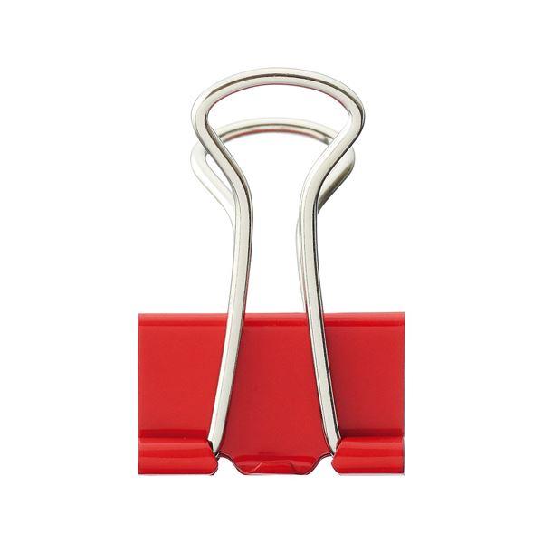 (まとめ) TANOSEE ダブルクリップ 中 口幅25mm レッド 1箱(10個) 〔×100セッ...