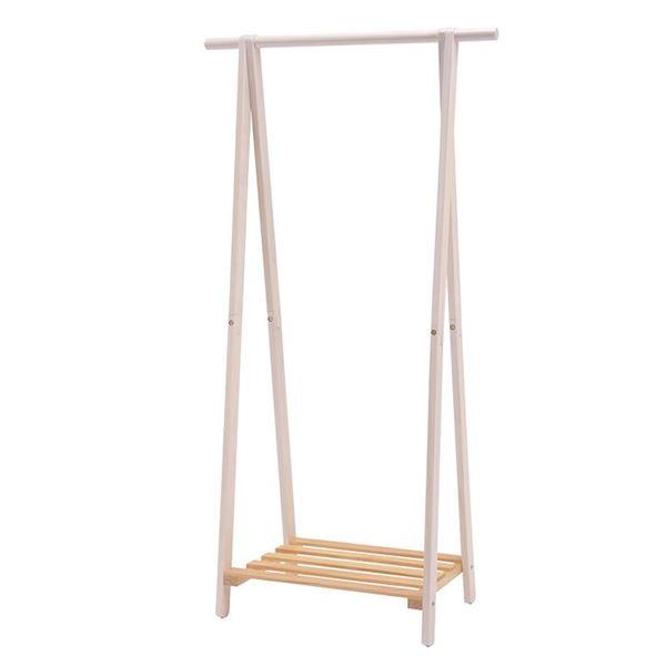 ハンガーラック 約幅80×奥行41×高さ150cm ホワイトウォッシュ 棚板付き コートハンガー 組...