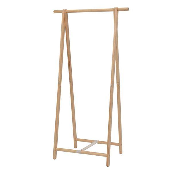 ハンガーラック 幅80×奥行47×高さ150cm ナチュラル 木製 折りたたみ式 組立式 コートハン...
