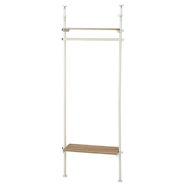 突っ張り ハンガーラック 幅70×奥行24×高さ187~264cm ホワイト スチール 高さ調節 棚...