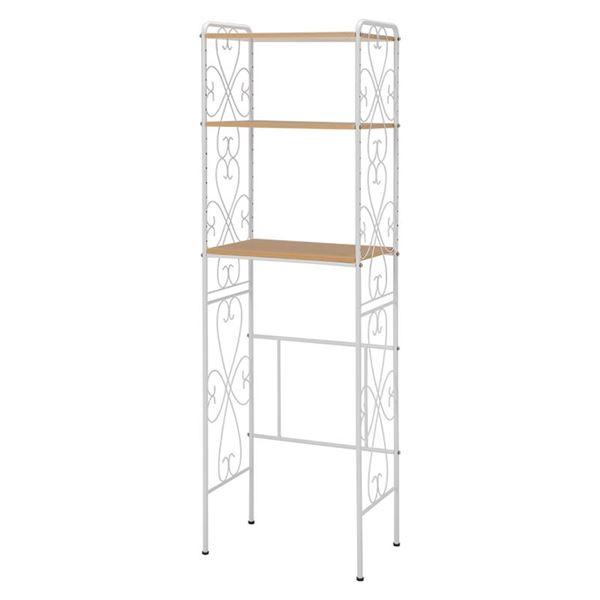 冷蔵庫ラック/キッチン収納 〔ホワイト〕 幅58×奥行38×高さ182.5cm スチール アジャスタ...