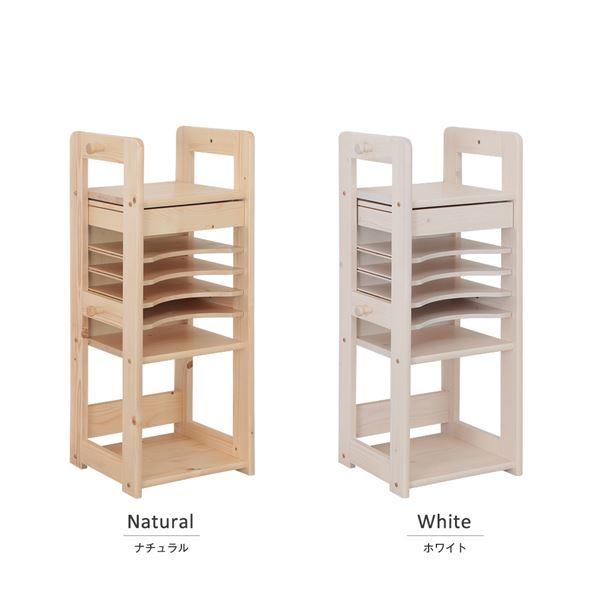 ランドセルラック/子供部屋収納 〔ホワイト〕 幅38cm 木製 フック付き 『天然木ジュニアシリーズ...