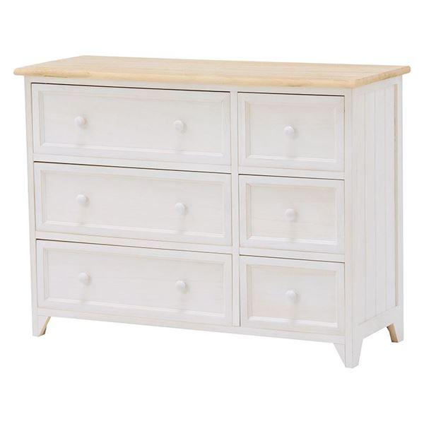 収納棚 幅79cm アンティーク調 ホワイト ナチュラル 木製 桐 脚付き 引き出し付き ローチェス...