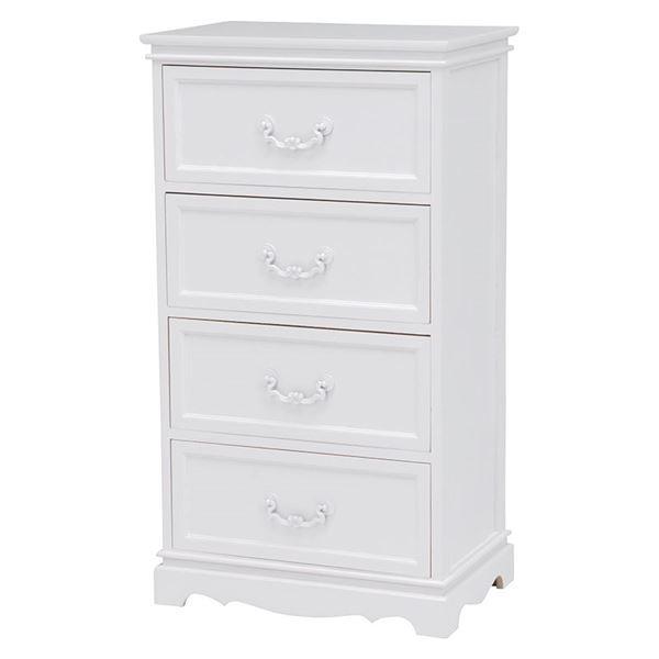 チェスト 収納棚 約幅50×奥行33.5×高さ91cm ホワイト 木製 桐製 取っ手付き リビング ...