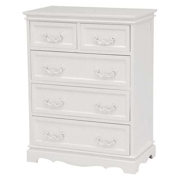 チェスト 収納棚 約幅60×奥行33.5×高さ78.5cm ホワイト 木製 桐製 取っ手付き リビン...