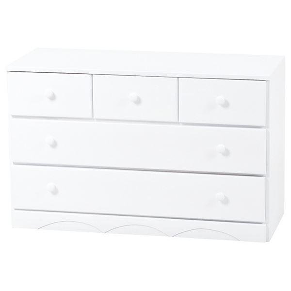 チェスト タンス 約幅87×奥行37×高さ55cm ホワイト 木製 桐材 取っ手付き ベッドルーム ...