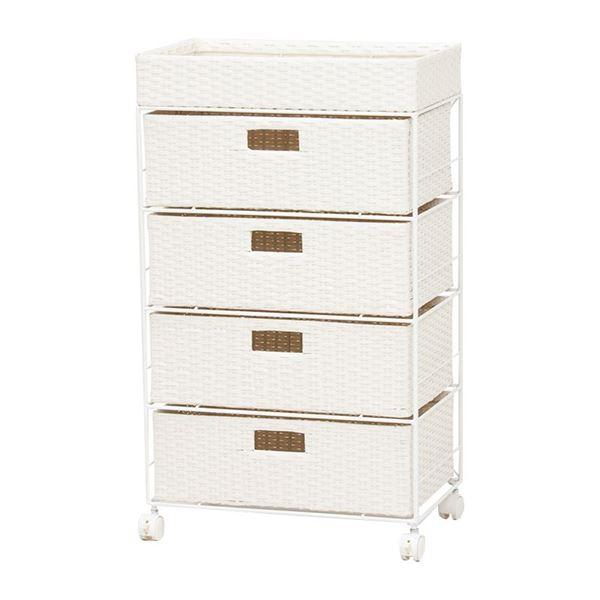 ランドリーラック 約幅50.5cm ホワイト スチールパイプ キャスター付き ランドリー収納 脱衣所...