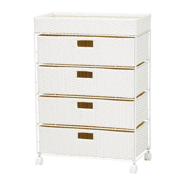 ランドリーラック 約幅60.5cm ホワイト スチールパイプ キャスター付き ランドリー収納 脱衣所...