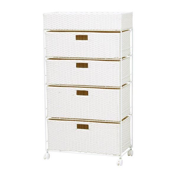 ランドリーラック 約幅60.5cm ホワイト スチールパイプ キャスター付き ランドリー収納 脱衣所...