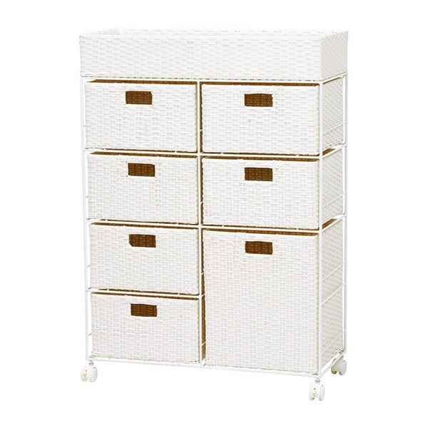 ランドリーラック 約幅70.5cm 引出し7杯 ホワイト スチールパイプ キャスター付き ランドリー...