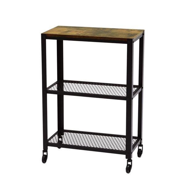 ビンテージ風 収納ラック/収納棚 〔3段 幅60×奥行30×高さ87.5cm〕 スチールフレーム キ...