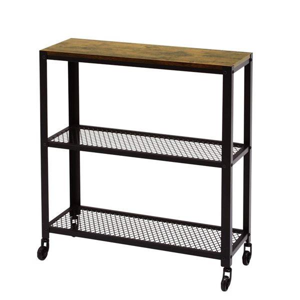 ビンテージ風 収納ラック/収納棚 〔3段 幅80×奥行30×高さ87.5cm〕 スチールフレーム キ...