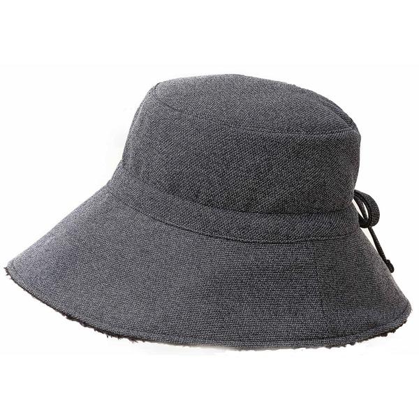 〔帝人・エアロカプセル(R)使用〕首筋まであったかリバーシブルおしゃれハット グレー/ブラック 送料...