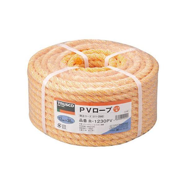 TRUSCO PVロープ 12mm×30m コイル巻 黄 R-1230PV 1巻 業務用 まとめ買い