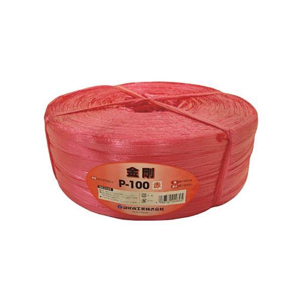 (まとめ) 司化成工業 ツカサ 手結束用PP縄(ツカサテープ) 赤 P-100R 1巻 〔×3セット...