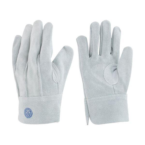 (まとめ) 東和コーポレーション 牛床革 M-R(外縫い) グレー 453 1双 〔×5セット〕 業...