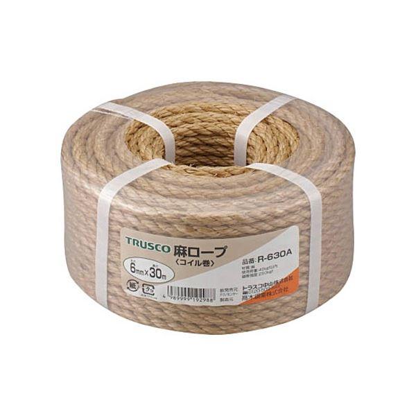 (まとめ) TRUSCO 麻ロープ φ6mm×30m コイル巻 R-630A 1巻 〔×3セット〕 ...