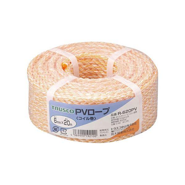 (まとめ) TRUSCO PVロープ 6mm×20m コイル巻 黄 R-620PV 1巻 〔×5セッ...