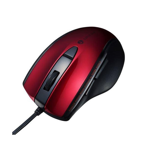 サンワサプライ 静音有線ブルーLEDマウス(5ボタン) MA-BL168R レッド まとめ買い