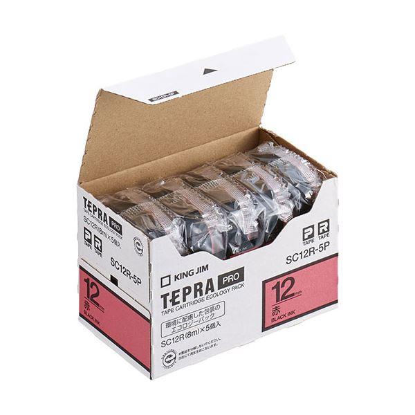 キングジム(KING JIM) テプラPROテープエコノパック 5個入 12mm 赤 SC12R-5...