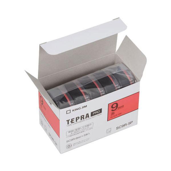 キングジム(KING JIM) テプラPROテープエコノパック 5個入 9mm 赤 SC9R-5P ...