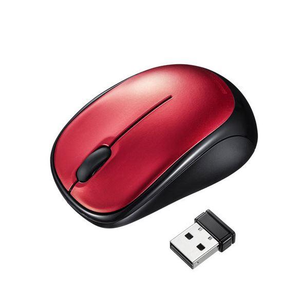 サンワサプライ 静音ワイヤレスブルーLEDマウス レッド MA-WBS311R まとめ買い
