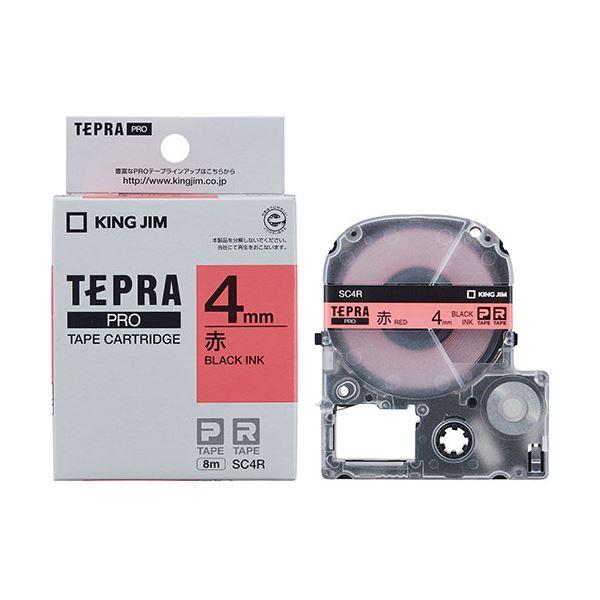 (まとめ) KING JIM(キングジム) テプラPROテープ 4mm 赤 KJ-SC4R 〔×3セ...