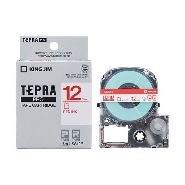 (まとめ) KING JIM(キングジム) テプラPROテープ白ラベル 12mm 赤文字 KJ-SS...