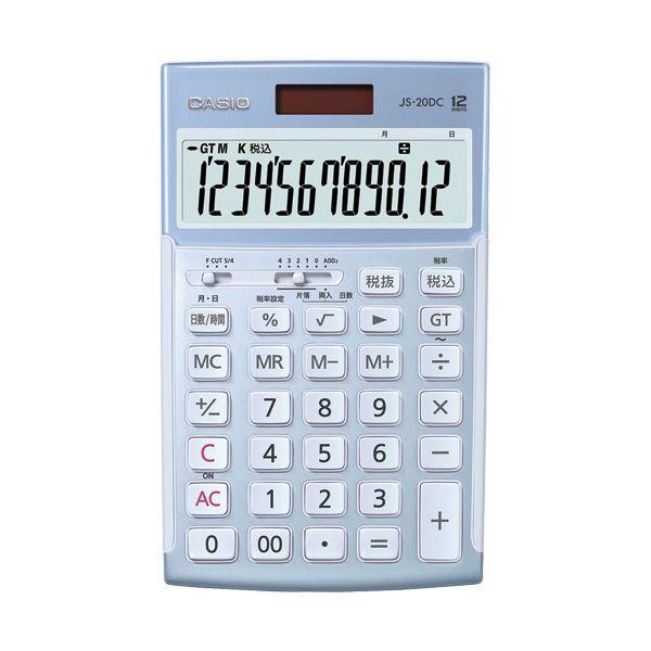 (まとめ)カシオ 本格実務電卓日数&amp;時間計算 12桁 ジャストタイプ ブルー JS-20DC-BU-...