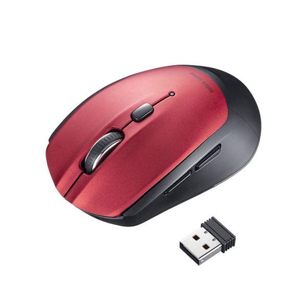 サンワサプライ ワイヤレスブルーLEDマウス 5ボタン レッド MA-WB509R まとめ買い