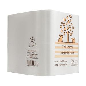 （まとめ） TANOSEEリサイクルトイレットペーパー（2倍巻） ダブル 芯あり 60m 1セット（48ロール：8ロール×6パック） 〔×3セット〕爆買