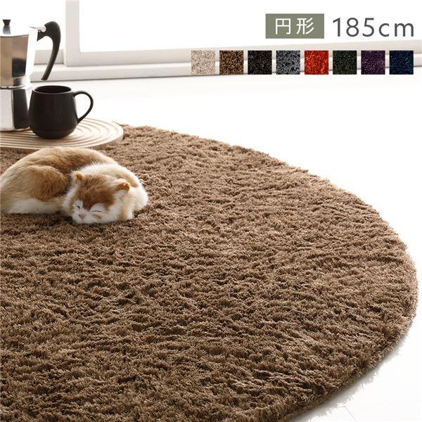 ラグ マット 絨毯 約R185×185cm 円形 ベージュ 洗える 滑り止め付 軽量 ホットカーペッ...