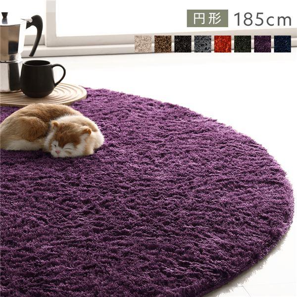 ラグ マット 絨毯 約R185×185cm 円形 パープル 洗える 滑り止め付 軽量 ホットカーペッ...