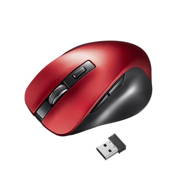 サンワサプライ ワイヤレスブルーLEDマウス(5ボタン) レッド MA-WB518R まとめ買い