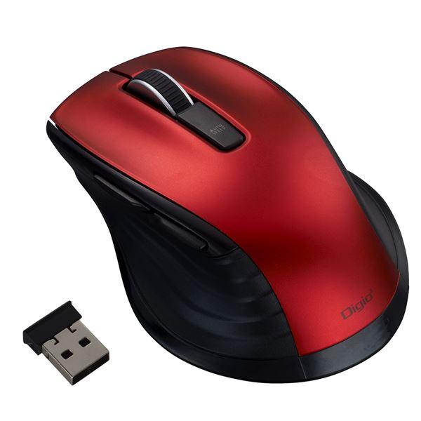Digio2 無線 静音マウス 5ボタン/BlueLED MUS-RKF226R レッド まとめ買い