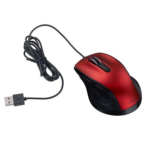 Digio2 有線 静音マウス 5ボタン/BlueLED MUS-UKF227R レッド まとめ買い