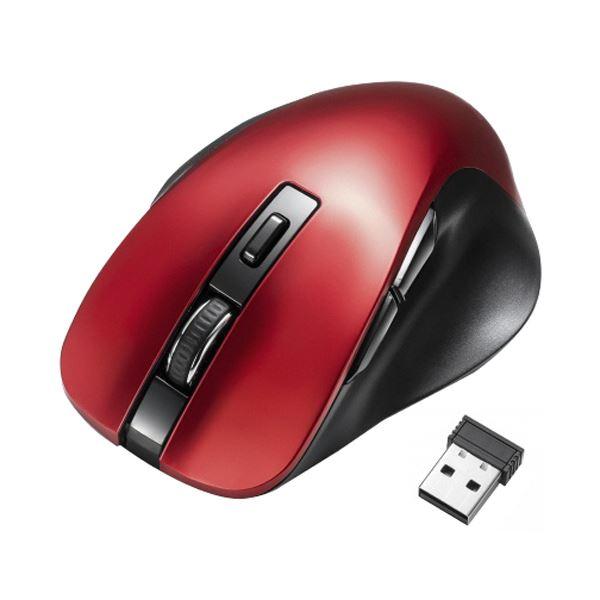 (まとめ) サンワサプライワイヤレスブルーLEDマウス(5ボタン) レッド MA-WB518R 1個...