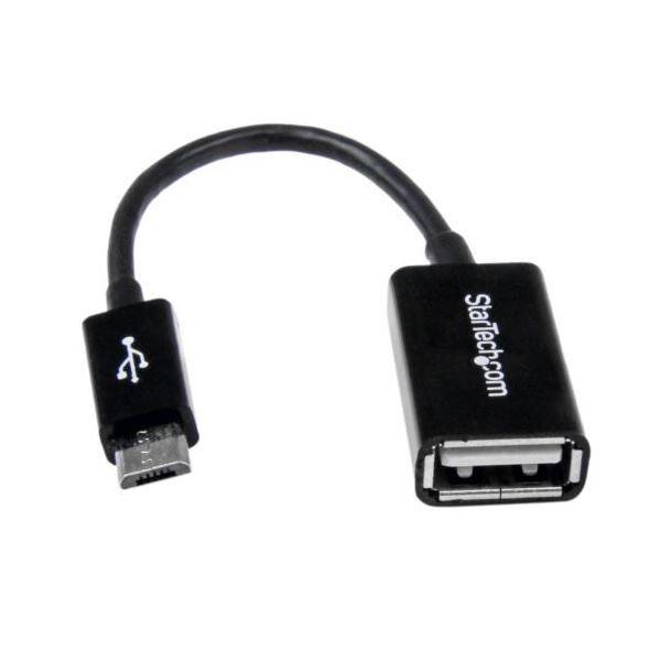 (まとめ) StarTech.com microUSB OTG変換アダプタ 12cm USB A(メ...