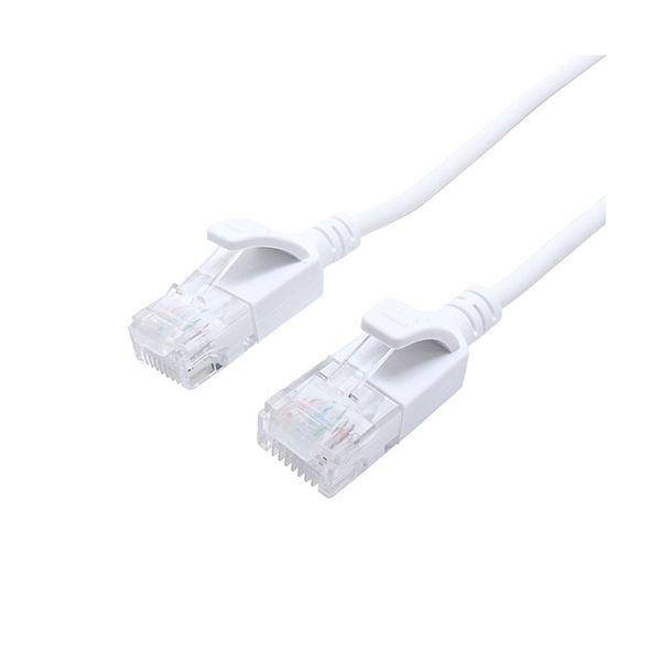 (まとめ) ナカバヤシ ミヨシCAT.6A LANケーブル スリム ホワイト 0.3m C6A-S3...