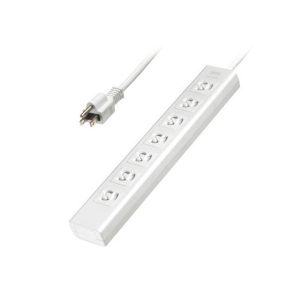 サンワサプライ 抜け止めシャッタータップ 3P抜け止め7個口 雷ガード 3m ホワイト TAP-F3...