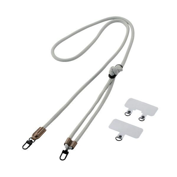 エレコム ショルダーストラップ 丸紐6mm ライトグレー P-STSDH2R06GYL 1本 まとめ...