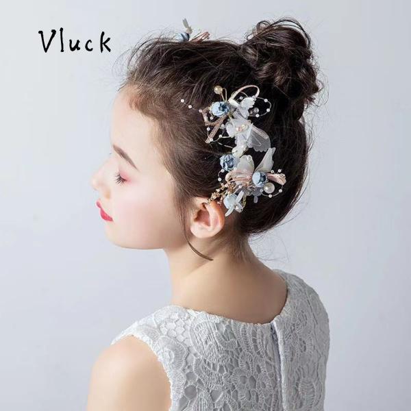 子供髪飾り 発表会 ヘアアクセサリ 子供ドレス 真珠 ヘッドドレス 髪飾り キッズ パール ヘアピン...