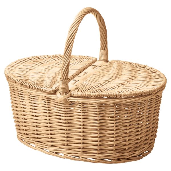 かご 即納可 カゴ　バスケット　収納　夏バッグ　買い物かご　ピクニック 蓋付き 4280 w46 d...