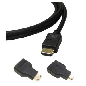 vodaview HDMI ケーブル 1.0m + ミニ・マイクロ HDMI 変換アダプタ付き3点セット 送料無料