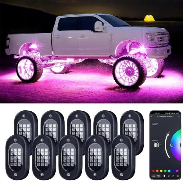 【並行輸入品】車 シャーシ Rgb 装飾的 アンビエント大気ランプ 10 in 1 15 LED ア...